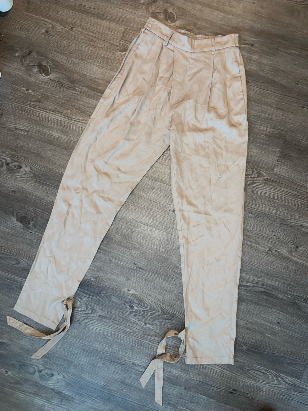 HEARTLOOM Beige Tie-Hem Track Pants